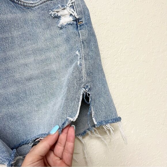 Agolde Light Blue Distressed Jean Shorts - Picture 4 of 11